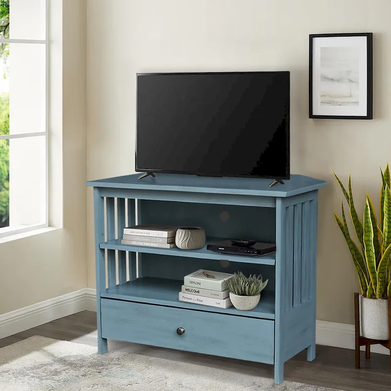 Solid Hardwood Mission Corner TV Stand