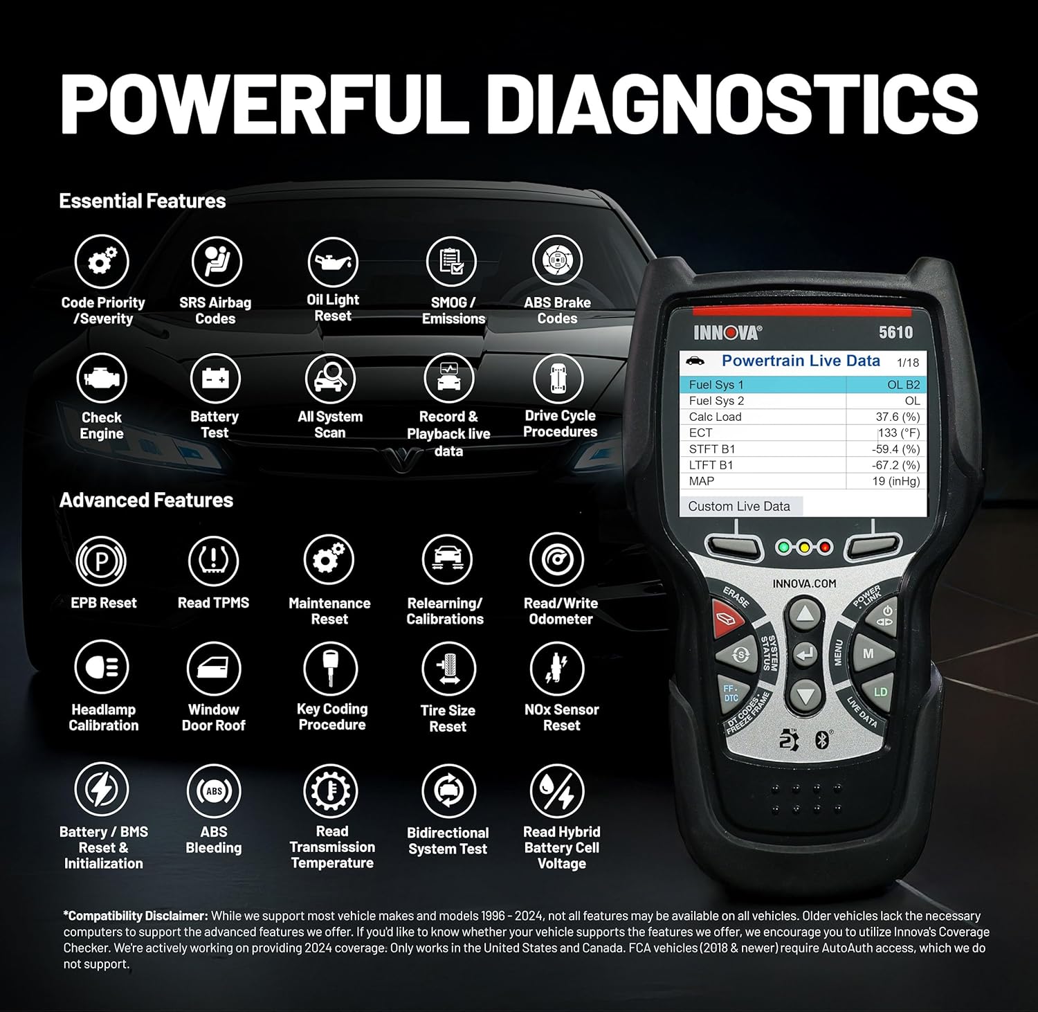 Innova 5610 OBD2 Bidirectional Scan Tool with Updates & Support