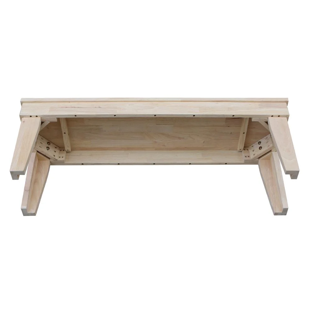 Double X-Back Bench With Arms and Shelf