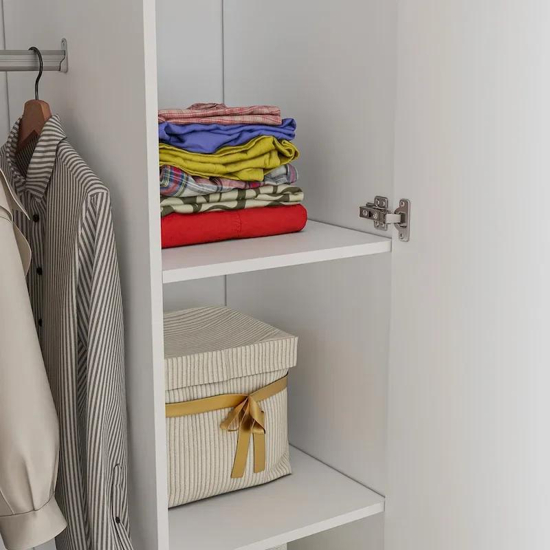 Modern Freestanding Solid Wood Wardrobe Closet With Storage Shelves