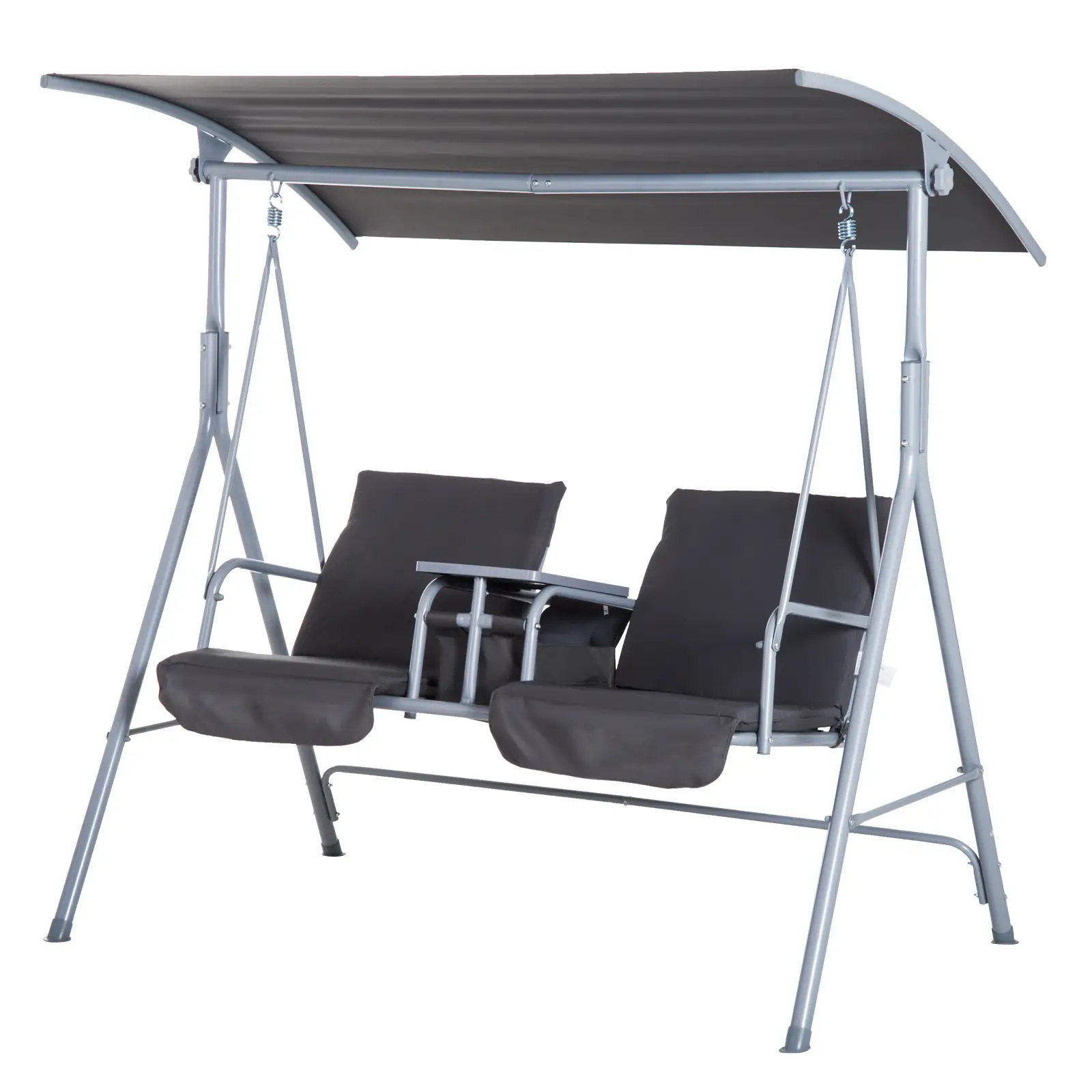 Outsunny Hollywoodschaukel 2-Sitzer mit Sonnendach Becherhalter