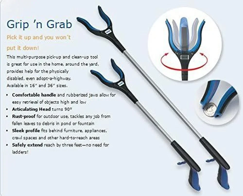 Ettore 49036 32" Grip 'N Grab Mobility Reacher Grabber - Quantity 12