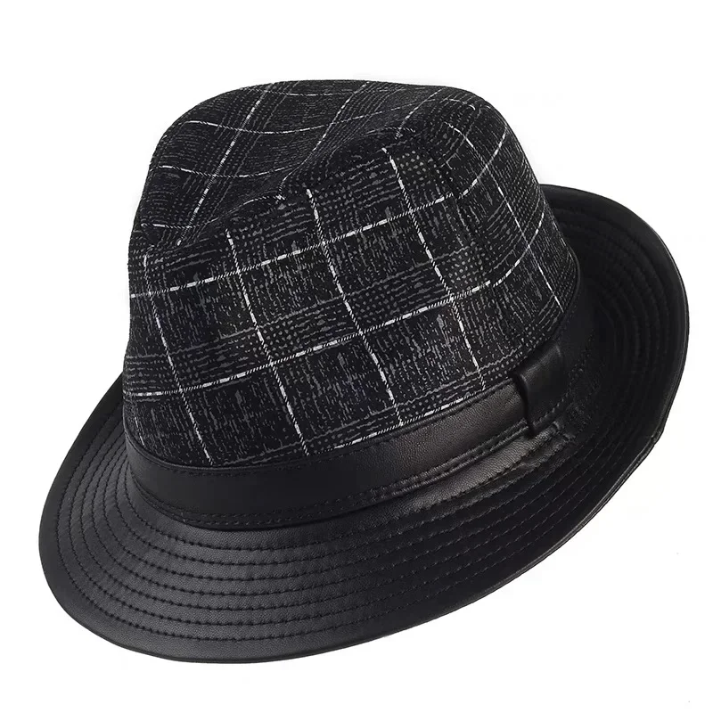 Bayeux Black Genuine Leather Trilby Hat