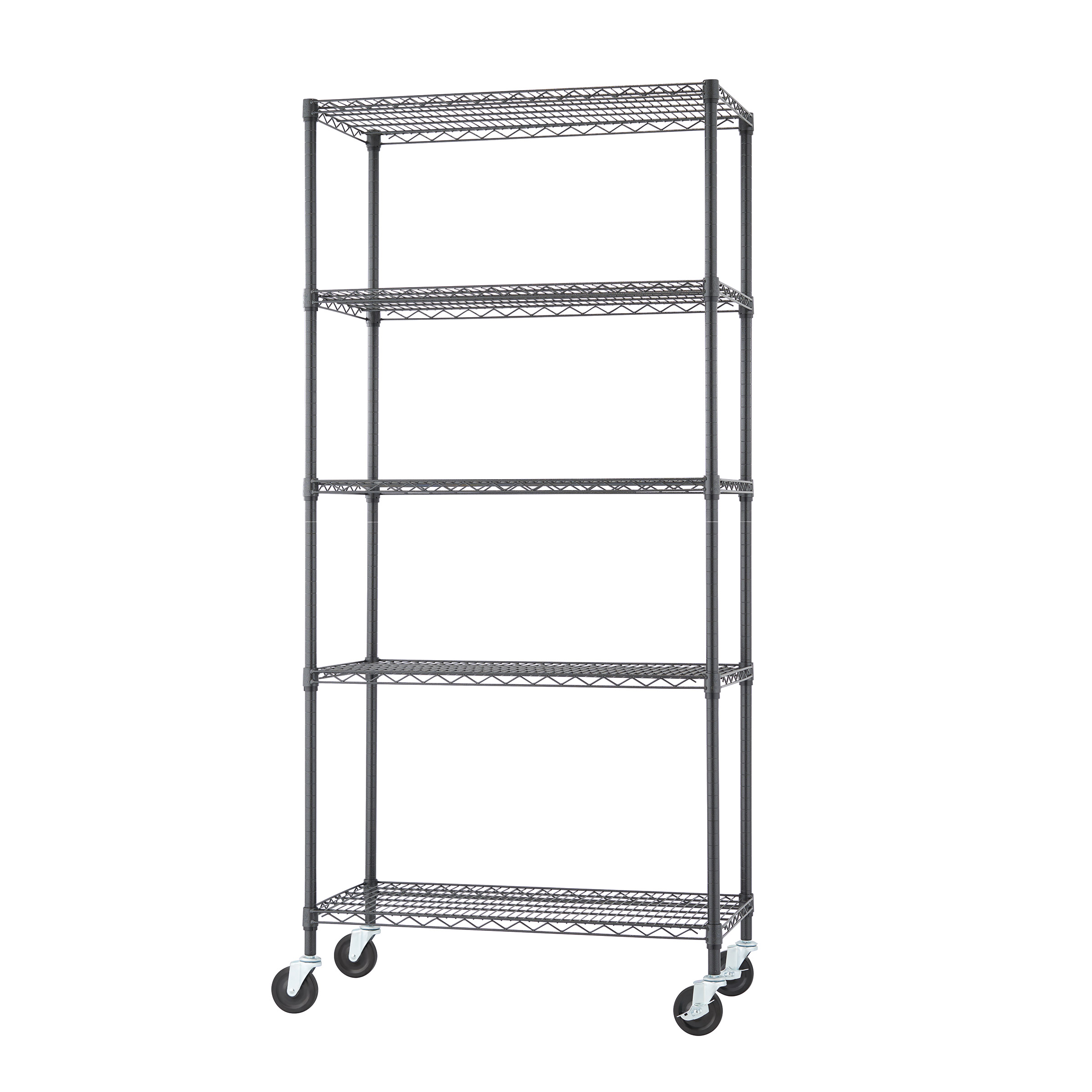 TRINITY 5-tier Wire Shelving Rack, 36' x 18' x 72', Includes Wheels