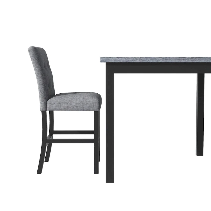 5 Piece Counter Height Dining Set, Wood Dining Table Set with Rectangle Table and 4 Upholstered High Back Chairs