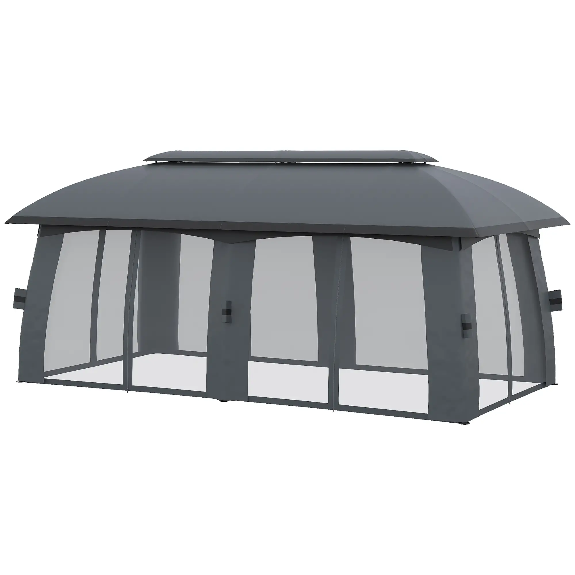 Outsunny Gartenpavillon mit Winddach und Vorhängen