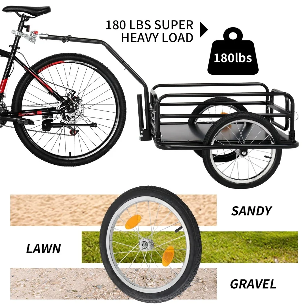 Ktaxon Two Wheel Bicycle Cargo Trailer, Black