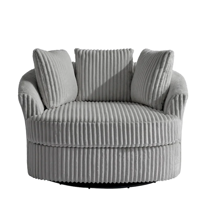 DREAMSIDEA Recessed Arm Slipcovered Swivel Barrel Chair