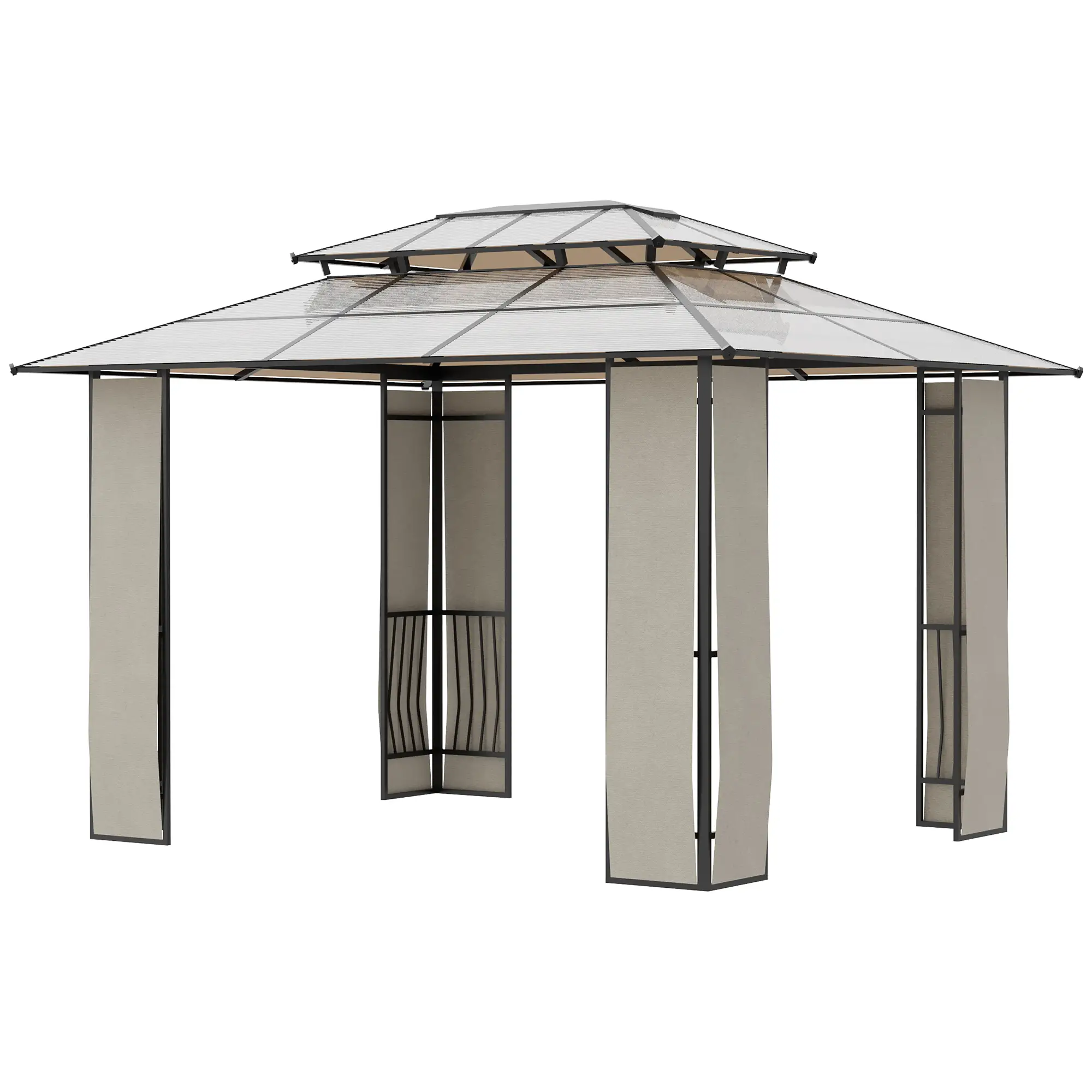 Outsunny Gartenpavillon Polycarbonat-Dach UV-Schutz Outdoor
