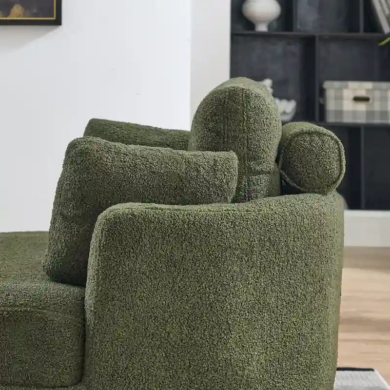 Oversized Swivel Cuddle Barrel Chair with moon storage ottoman