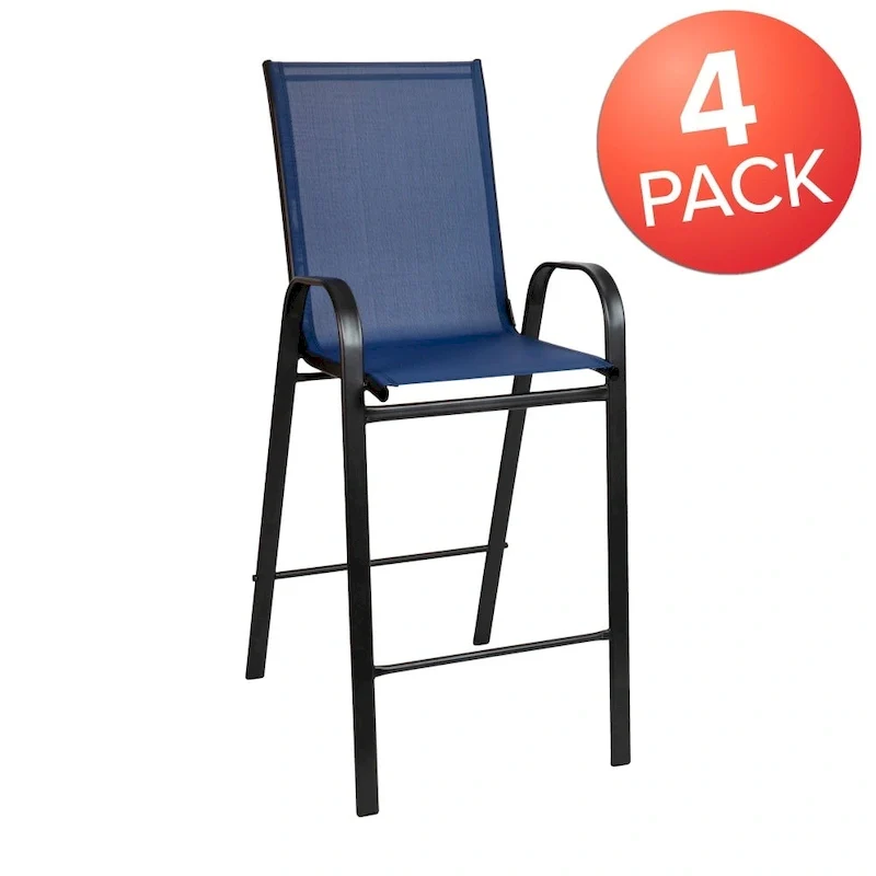 4 Pack Outdoor Barstools with Flex Comfort Material - Patio Stool