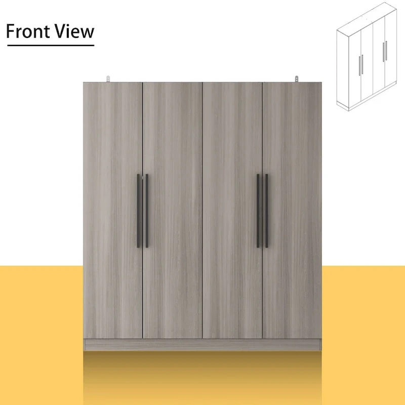 Modern Freestanding Solid Wood Wardrobe Closet With Storage Shelves