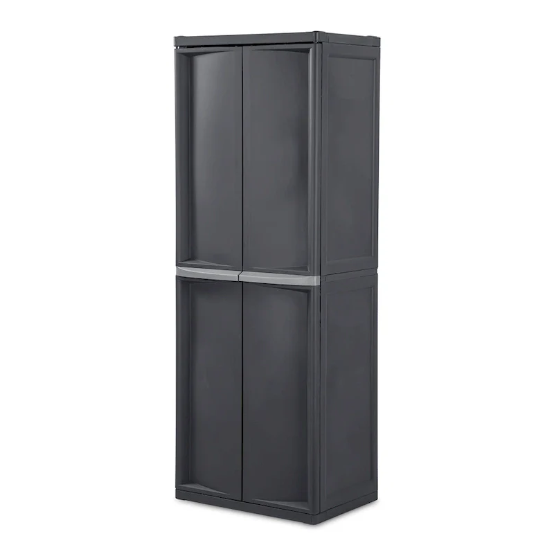Sterilite 2 Pack Adjustable 4-Shelf Garage Storage Cabinet Bin Organizer, Gray - 2 Pack