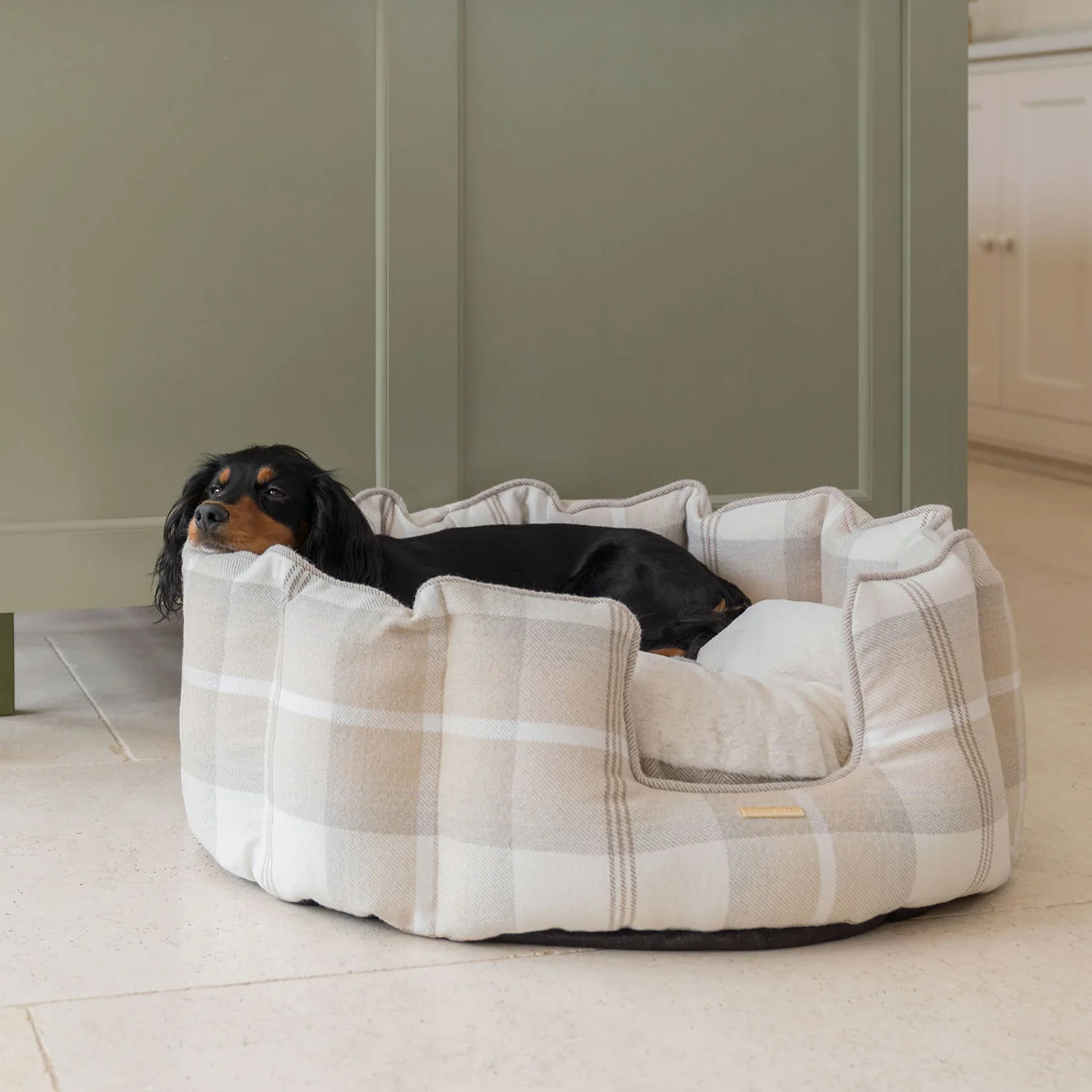 High Wall Bed For Dogs in Balmoral Tweed