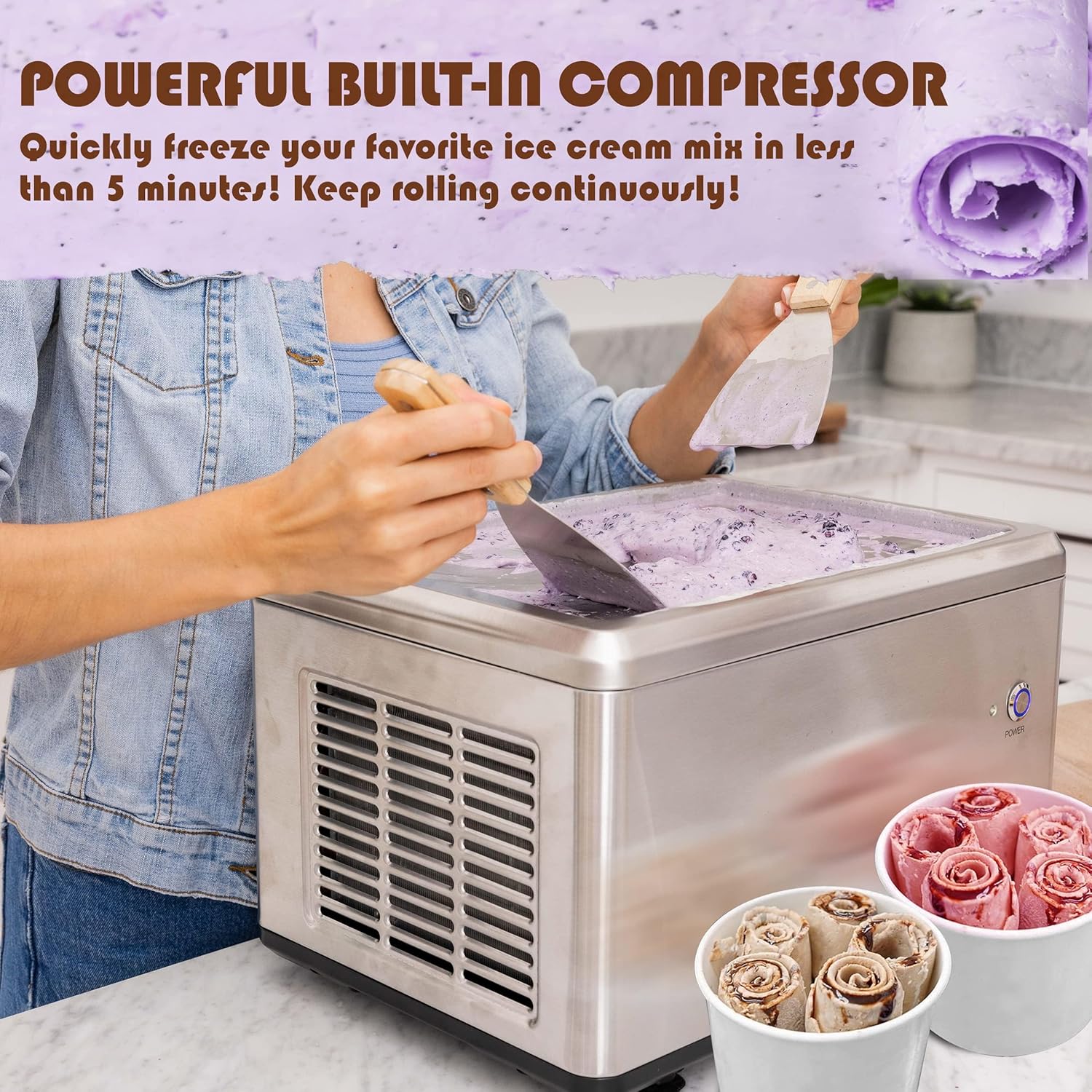 Whynter ICR-300SS 0.5-Quart Stainless Steel Rolled Ice Cream Maker With Compressor
