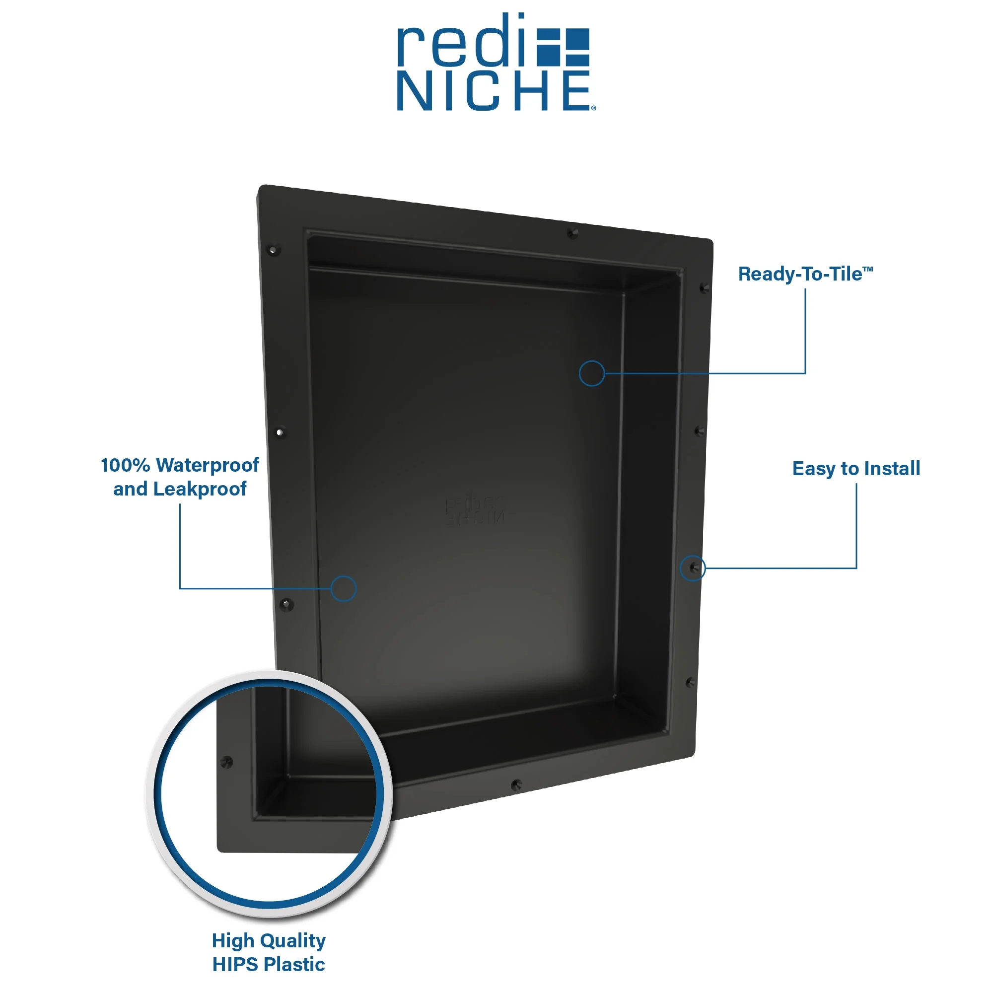 Tile Redi RND1614S-20 Redi Niche 16" x 34" x 4" Double Recessed Shelf Gray