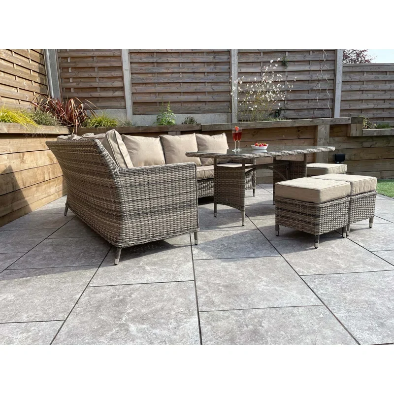 Auberta Wicker 9 - Person Garden Lounge Set