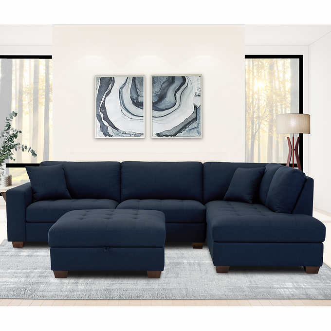 2025 Thomasville Tisdale Fabric Sectional with Storage Ottoman