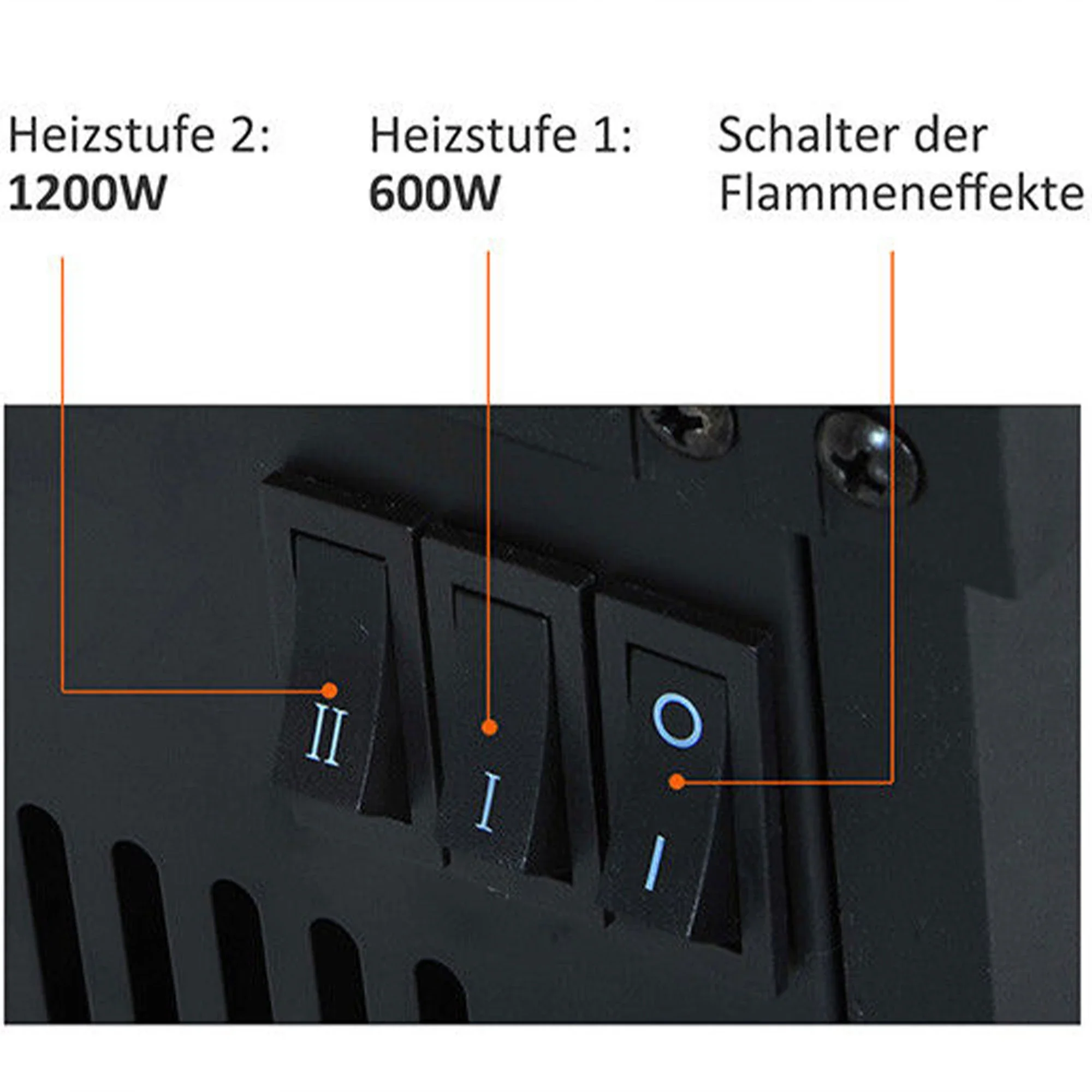 HOMCOM Elektrokamin mit Flammeneffekt & 2 Heizstufen
