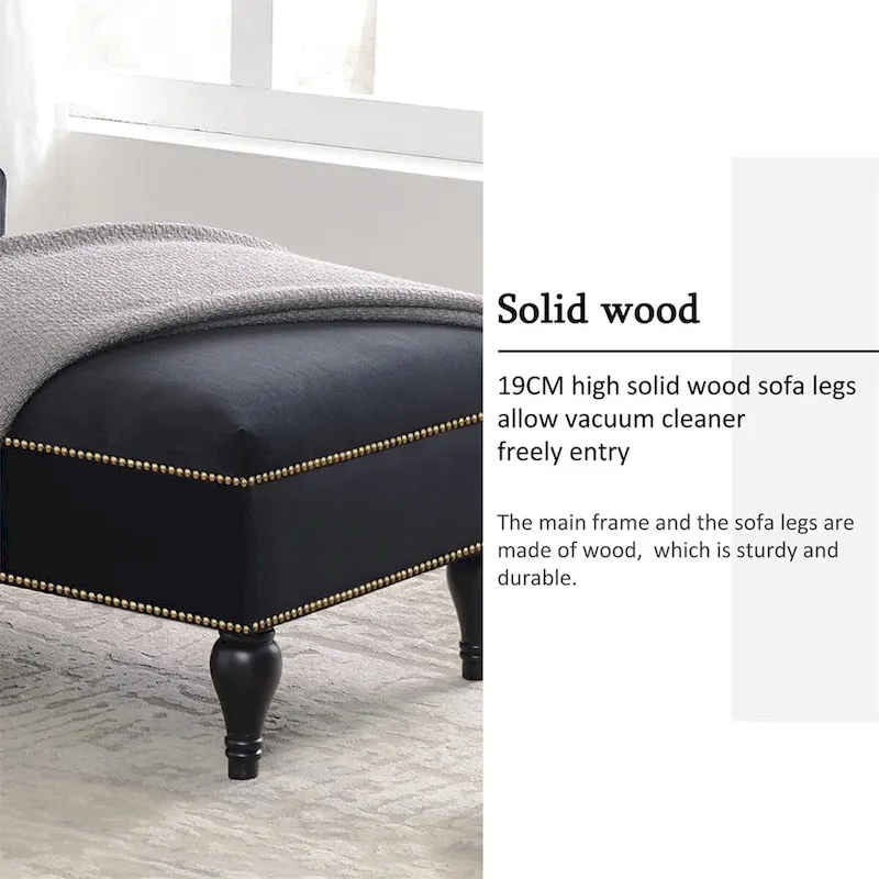 Merax 58  Velvet Button Tufted Right Arm Facing Chaise Lounge