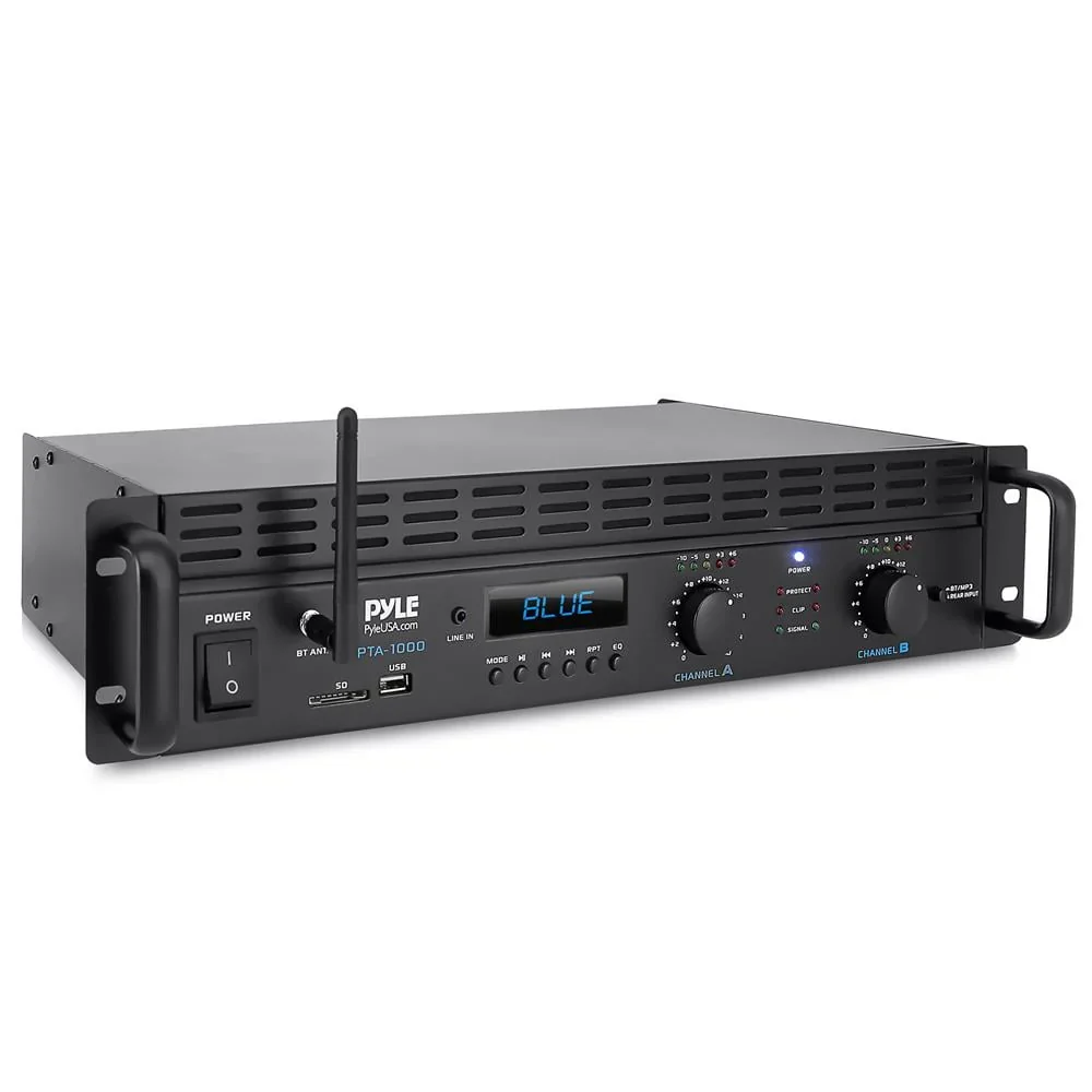 Pyle 2 - Channel 2000W Bridgeable Rack Mount Pro Audio Sound Wireless Home Stereo Receiver Amplifier