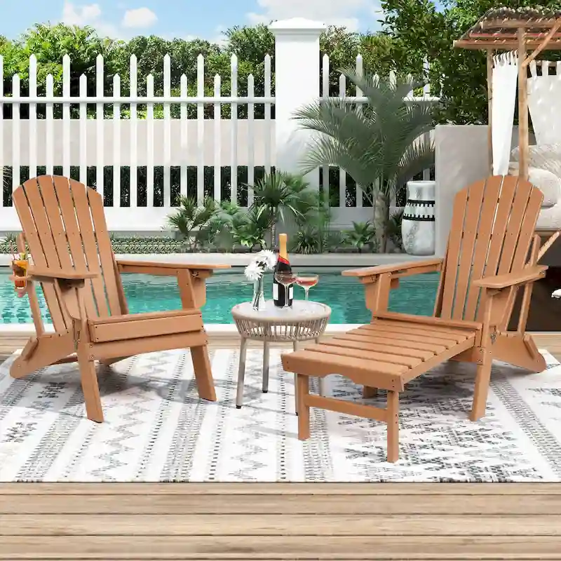 Vrakae Folding and Adjustable Adirondack Chair with Ottoman