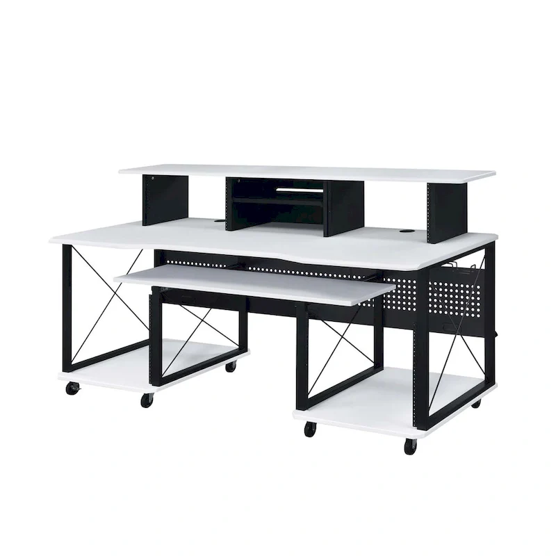 Rectangular Music Desk with 8 Wheels and 1 Keyboard Tray