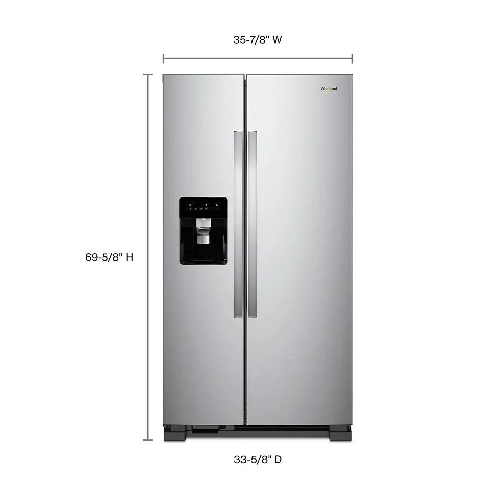 36-Inch Wide Side-By-Side Refrigerator - 24 Cu. ft. Stainless Steel