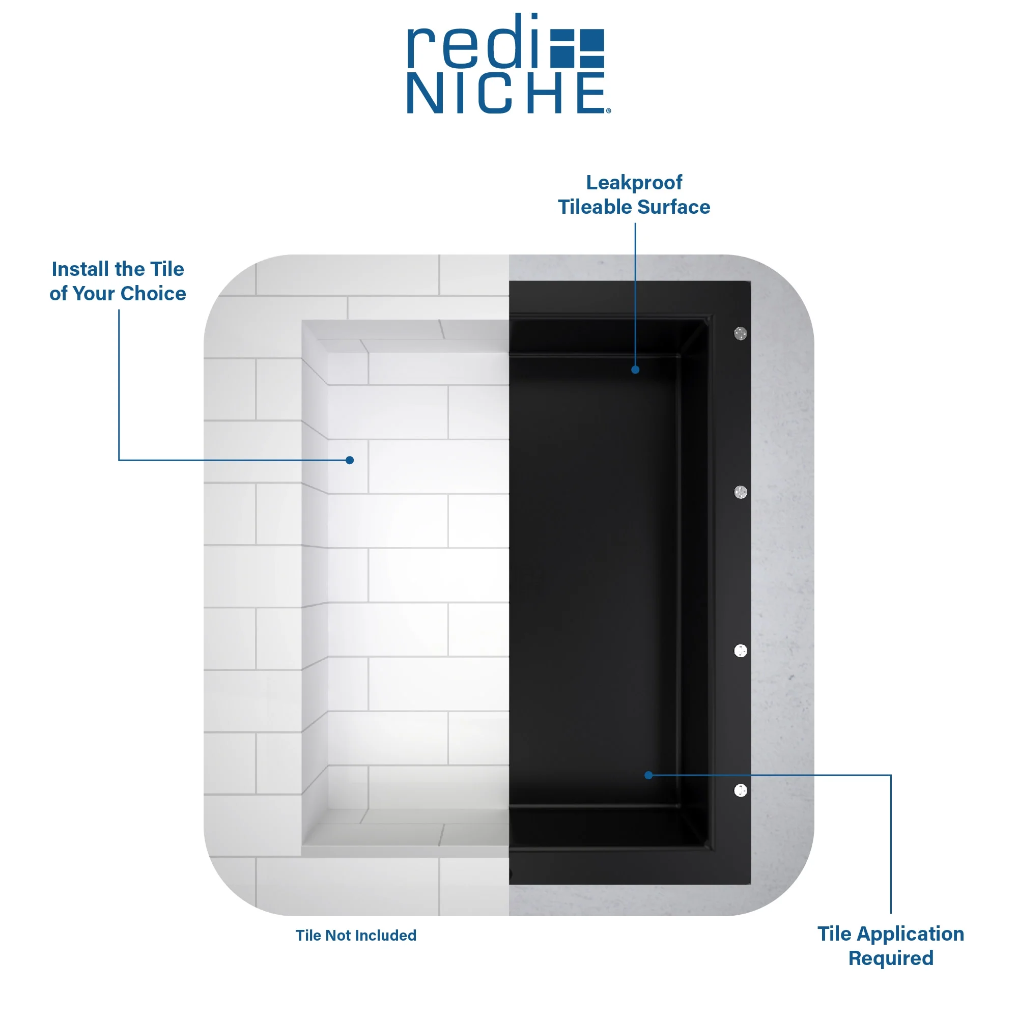 Tile Redi RND1614S-20 Redi Niche 16" x 34" x 4" Double Recessed Shelf Gray