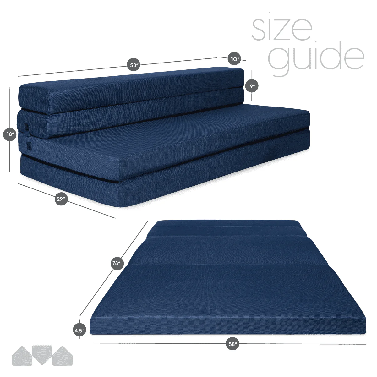 Tri-Fold Foam Folding Mattress and Sofa Bed for Guests - Queen 78 x 58 x 4.5 Inch