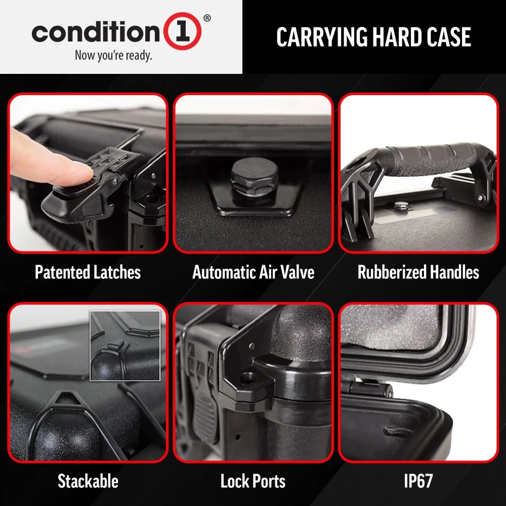Condition 1 18" Medium Hard Case with Foam,Lockable Waterproof Box
