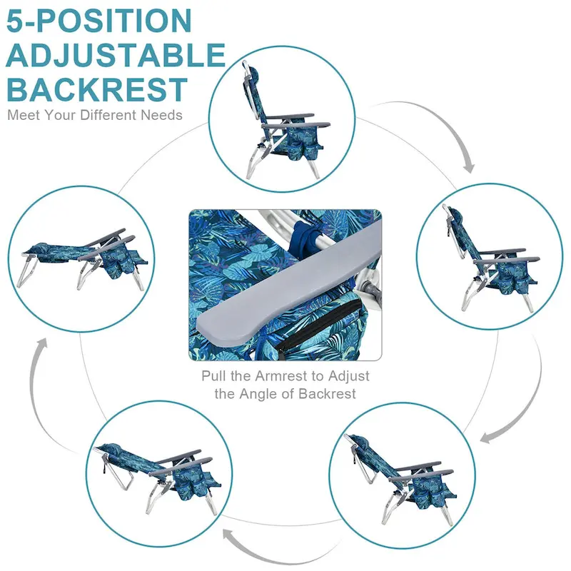 Costway 4-Pack Folding Backpack Beach Chair 5-Position Outdoor - See Details