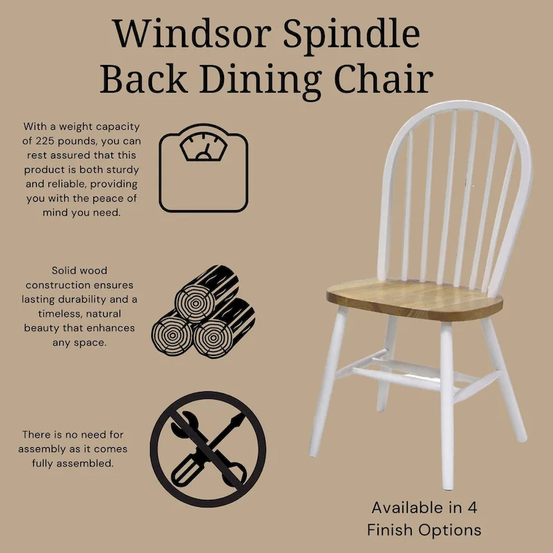 International Concepts Solid Wood Windsor Spindle Back Dining Chair