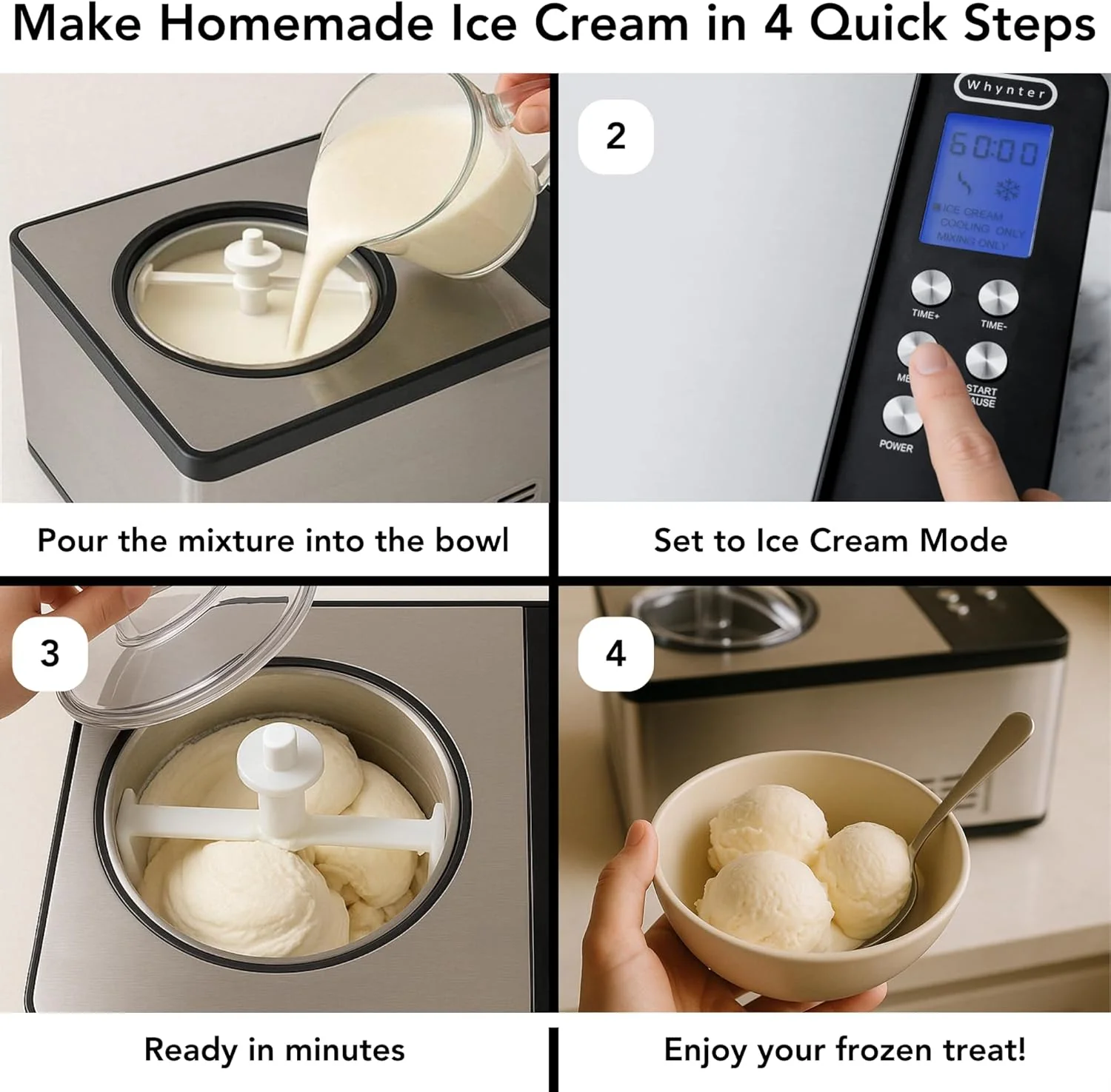 Whynter ICR-300SS 0.5-Quart Stainless Steel Rolled Ice Cream Maker With Compressor