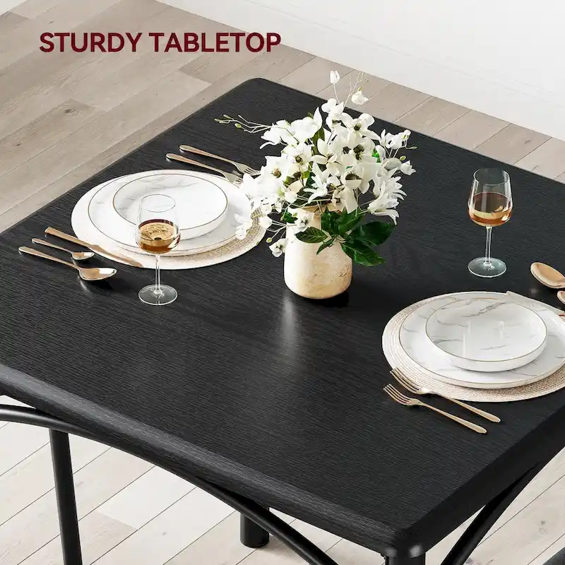 Dining Table Set for 2, Kitchen Table with Upholstered Chairs for 2