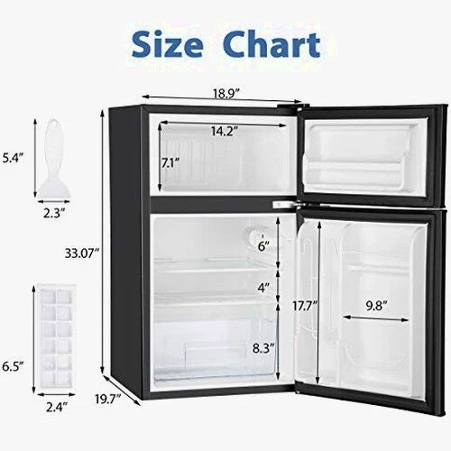 Euhomy Mini Fridge with Freezer, 3.2 Cu.Ft Mini Refrigerator with Freezer