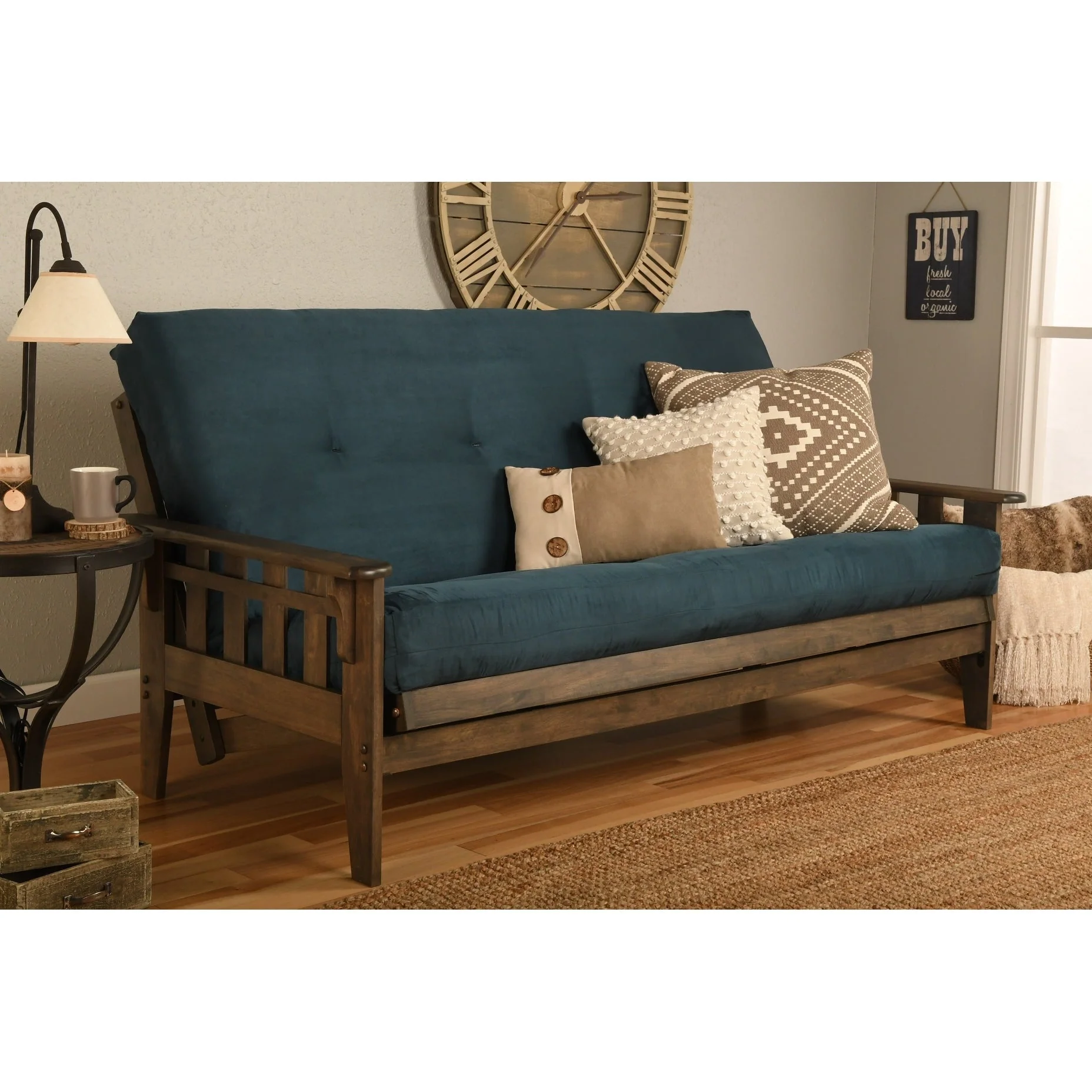 Somette Tucson Full-size Rustic Walnut Futon Set with Mattress