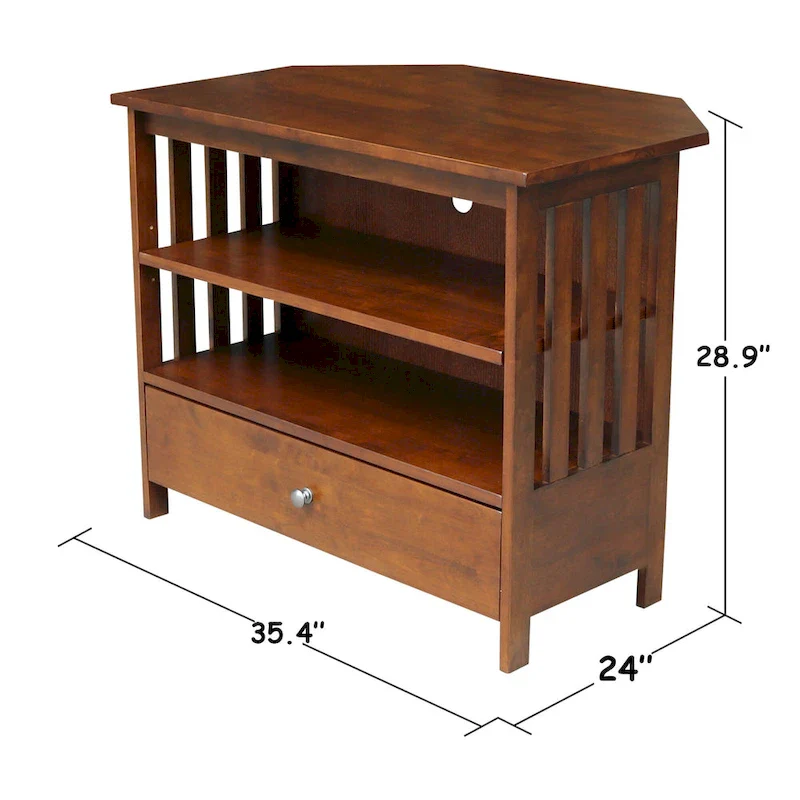 Solid Hardwood Mission Corner TV Stand