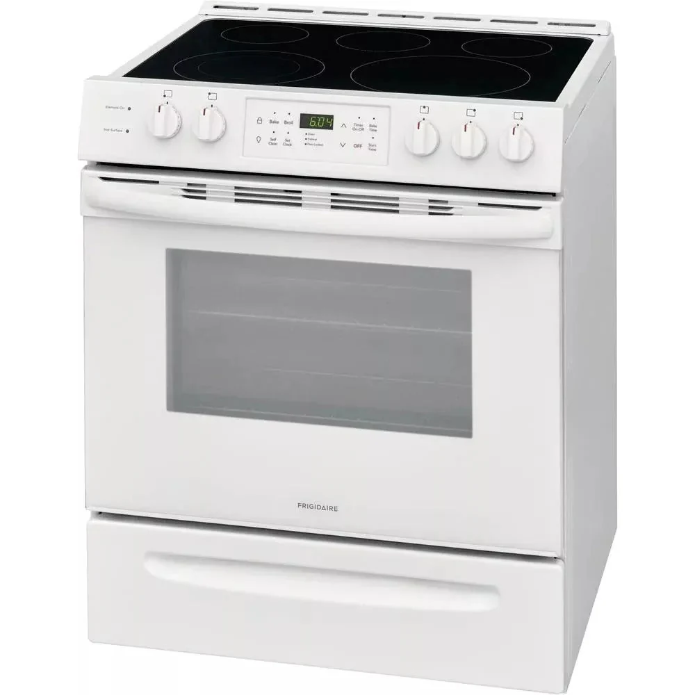 30 in. 5.0 cu. ft. Single Oven White with NVS Black Glass