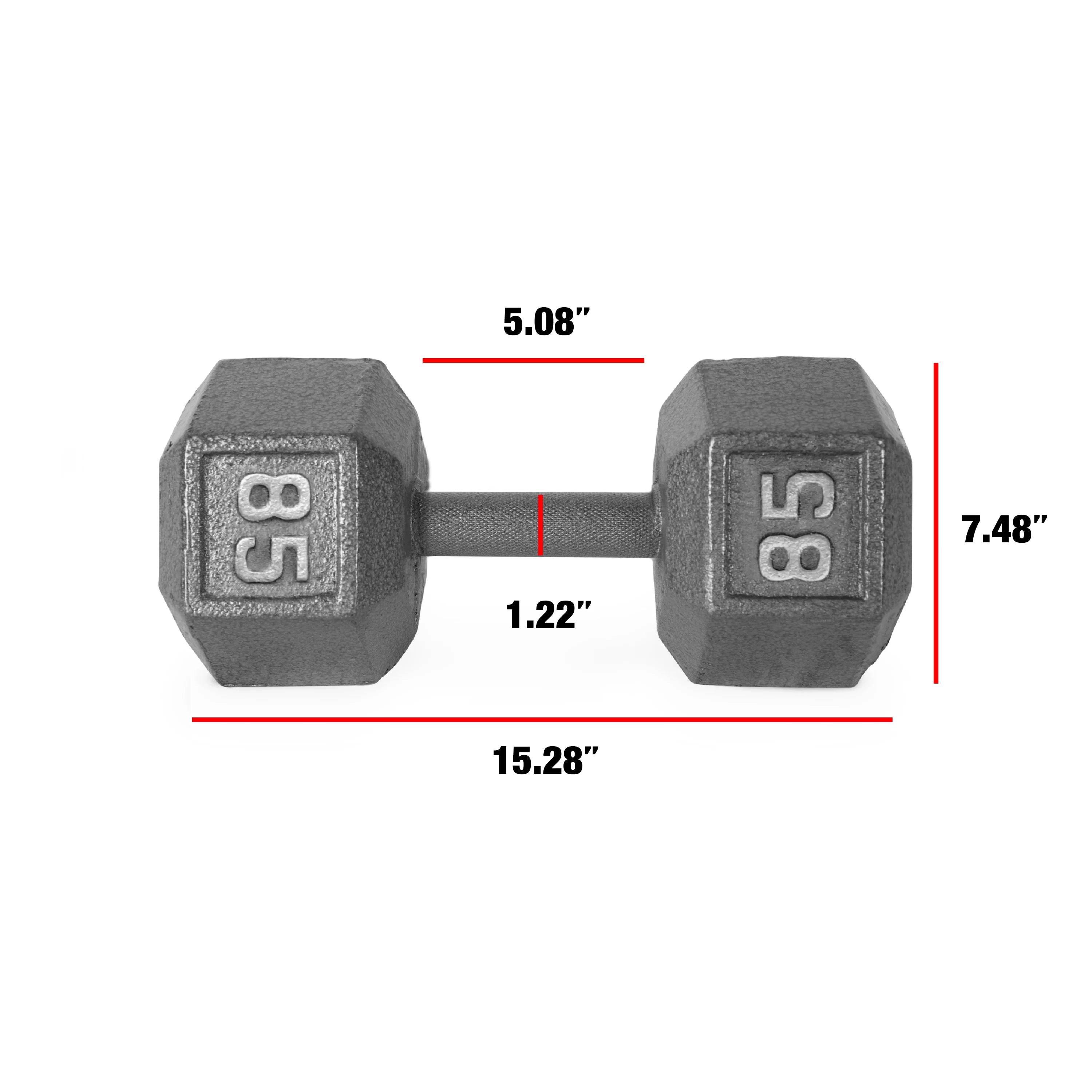 85lb Cast Iron Hex Dumbbell, Single