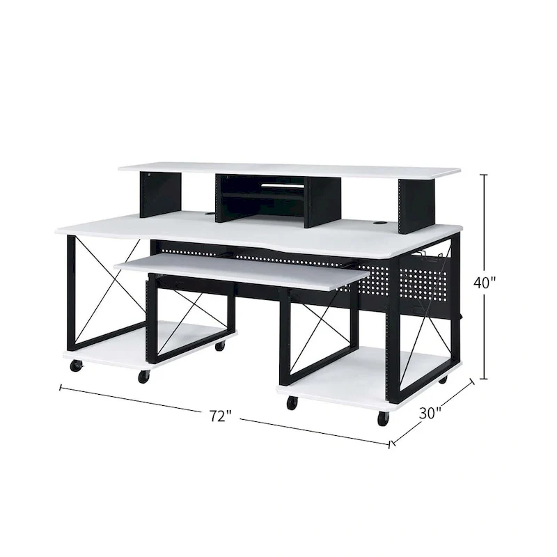 Rectangular Music Desk with 8 Wheels and 1 Keyboard Tray