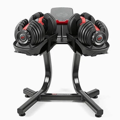 Bowflex SelectTech Dumbbell Stand with Media Rack, Ergonomic Design, Wheeled, Compact for 552/560/1090 Models