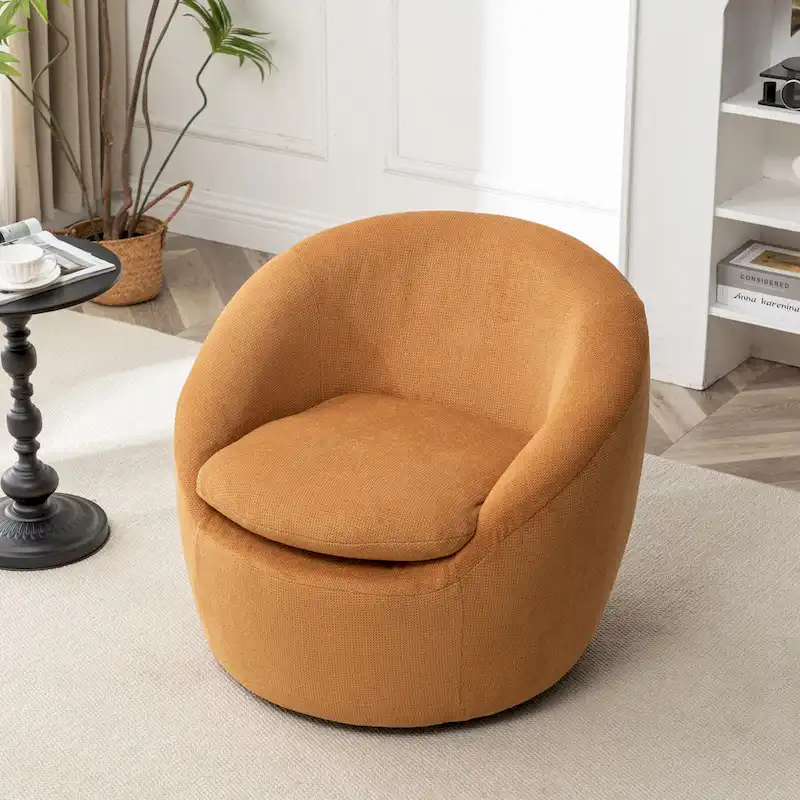 Swivel Barrel Chair - 360° Rotation - Boucle Fabric