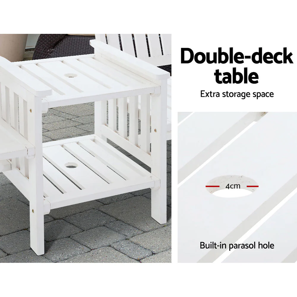 Weather-Resistant 2-Seater Garden Bench with Table, Gardeon