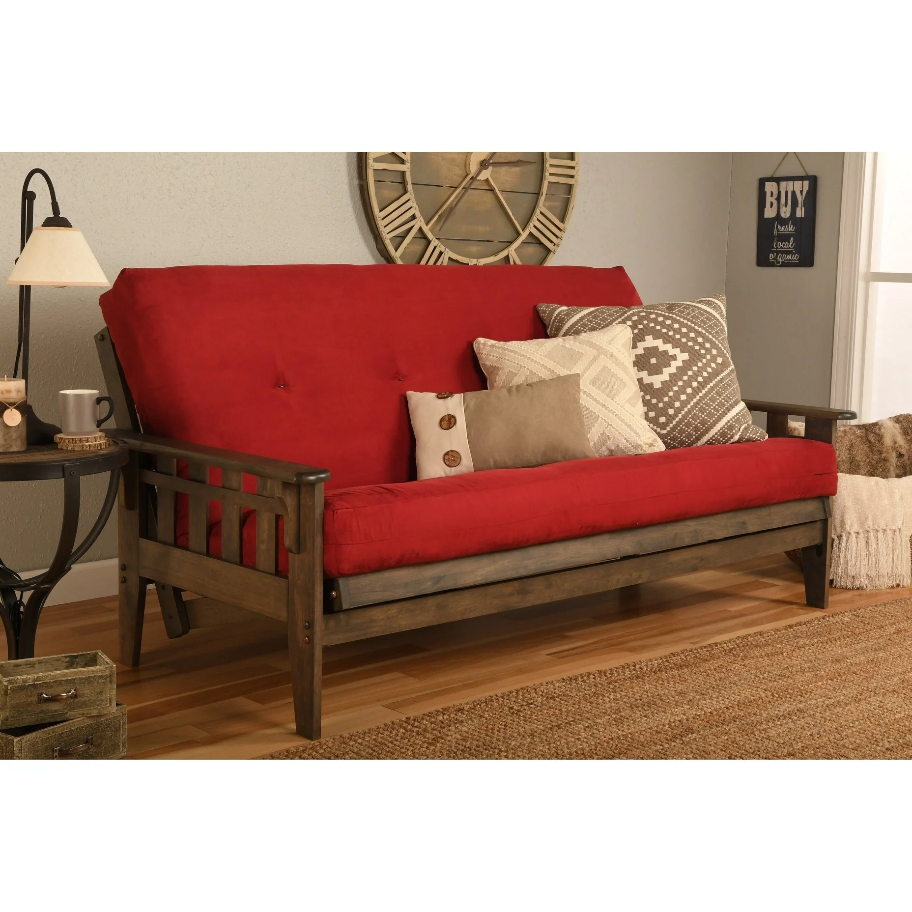 Somette Tucson Full-size Rustic Walnut Futon Set with Mattress