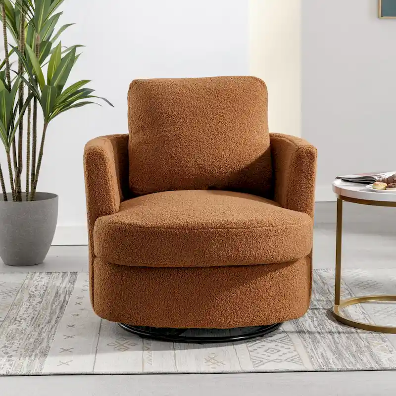 Modern Upholstered Swivel Barrel Chair(Set Of 2)