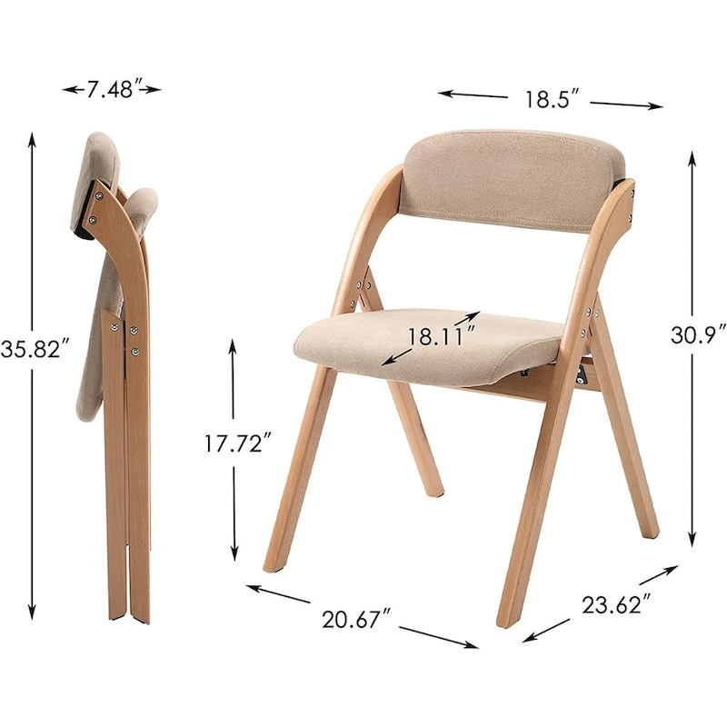Wooden Stackable Dining Folding Chairs with Padded Seats(Set of 4)
