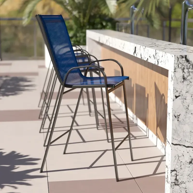 4 Pack Outdoor Barstools with Flex Comfort Material - Patio Stool