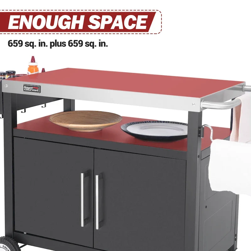 Royal Gourmet Movable Kitchen Cart Grill Prep Table with Storage