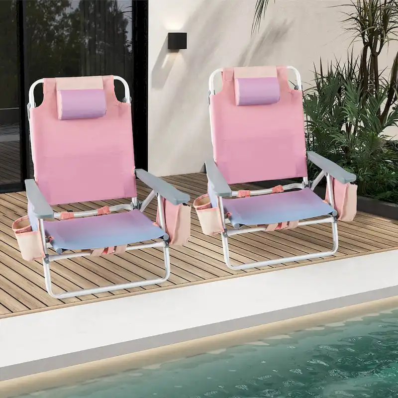 Costway 4-Pack Folding Backpack Beach Chair 5-Position Outdoor - See Details